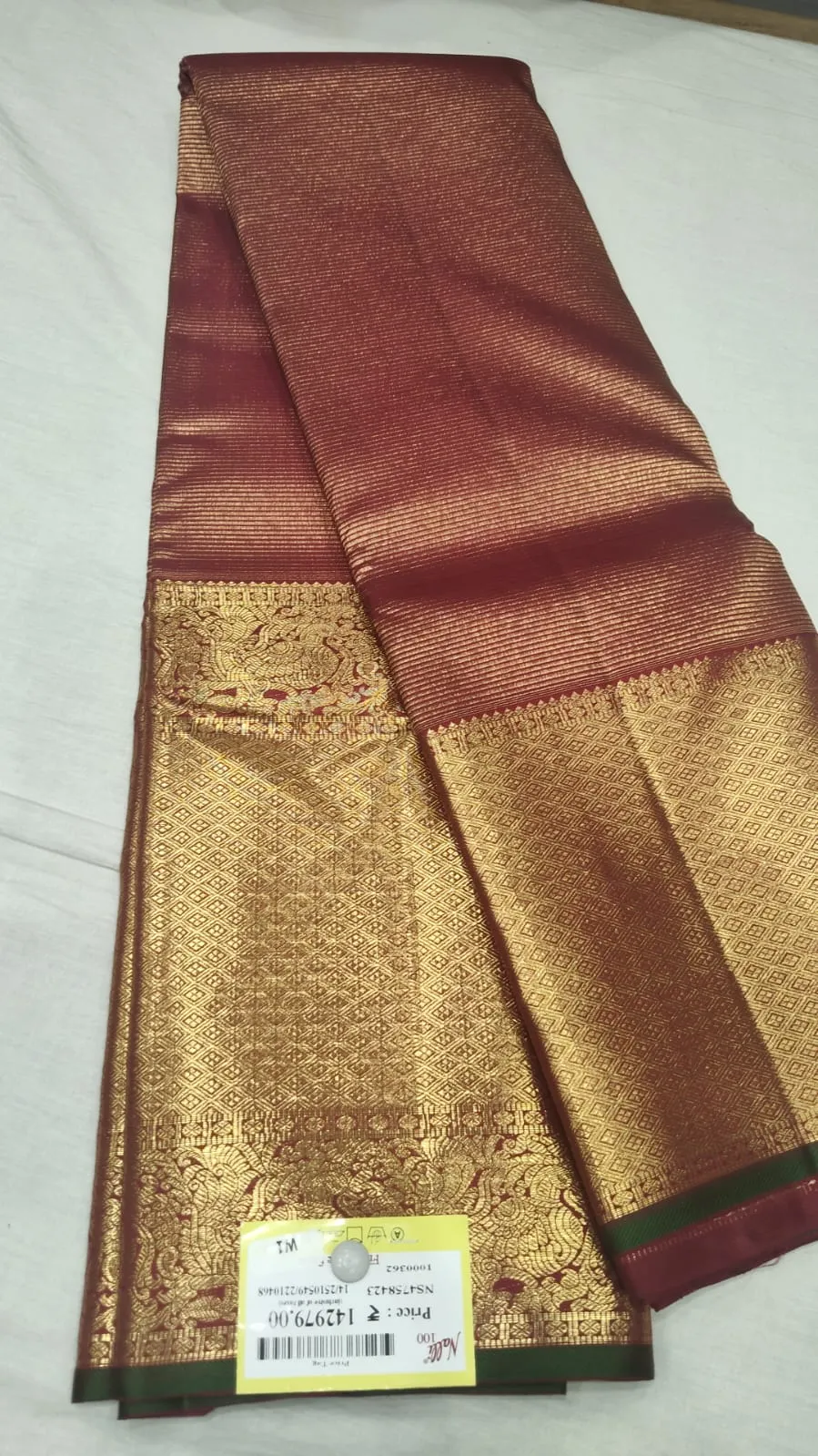 Rust Brown with Gold Zari Silk Saree